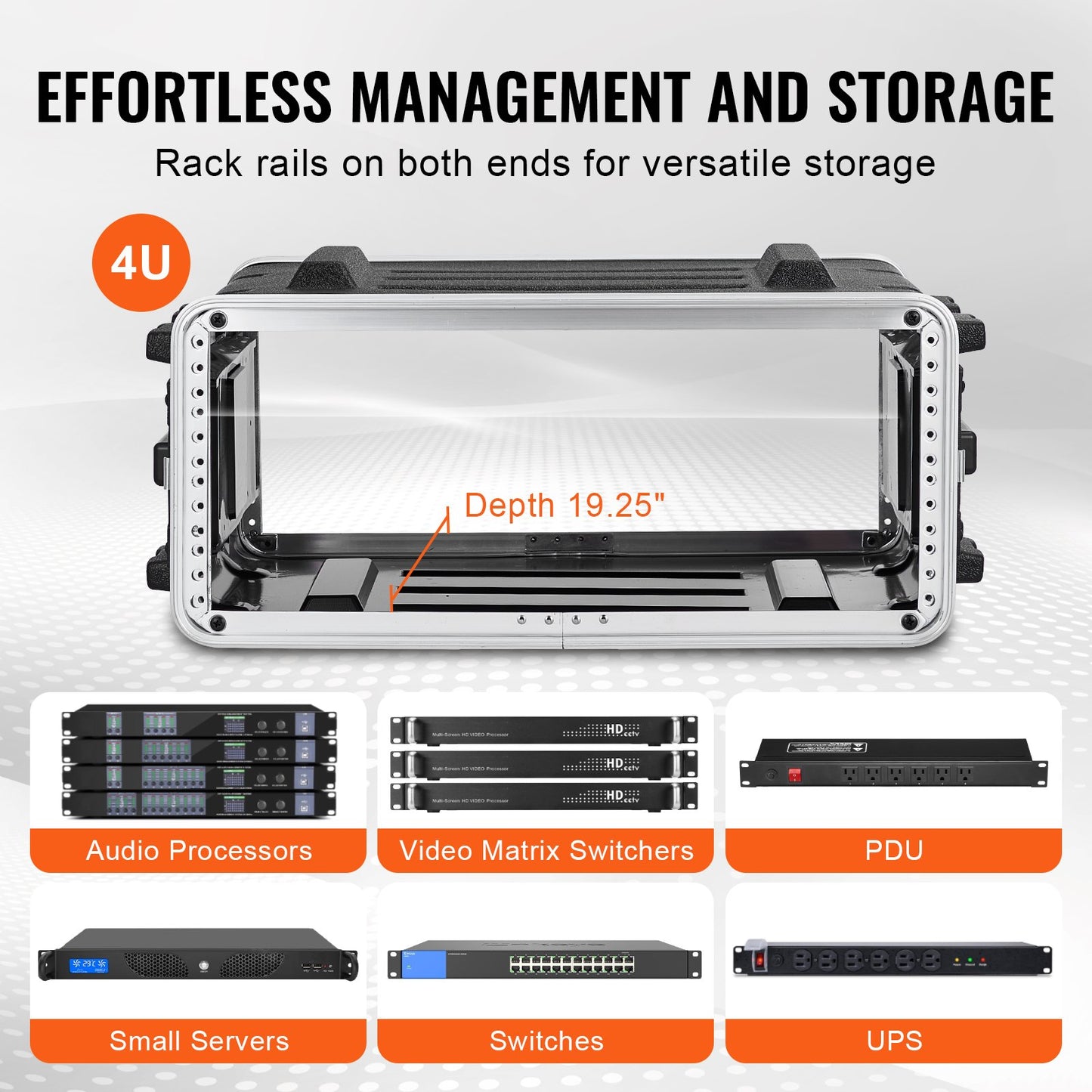 4U Rack Case Server Rack Cabinet 19 i djup med ABS konstruktionshandtag