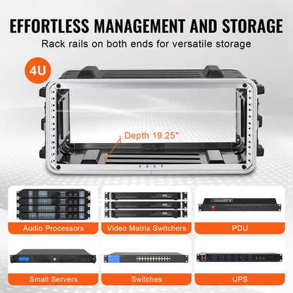 4U Rack Case Server Rack Cabinet 19 i djup med ABS konstruktionshandtag