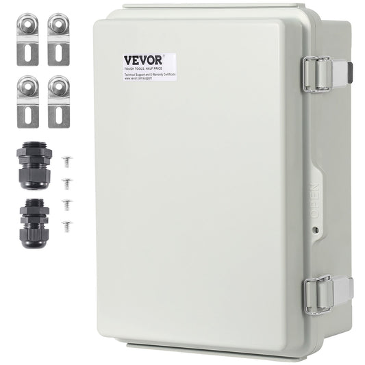 Elektrischer Anschlusskasten für den Außenbereich, 16,93 x 12,99 x 7,09 Zoll, Elektrokasten aus ABS-Kunststoff mit Scharnierverschluss aus Edelstahl, IP67 staubdicht und wasserdicht für elektrische Projekte im Außenbereich