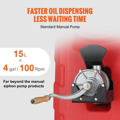 16 Gallon Fuel Caddy, 7,8 L/min, bärbar gastankbehållare med handpump gummihjul, bränsleöverföringslagringstank för bensin Dieselmaskin Oljeklippare Traktorbåt Motorcykel |  EU