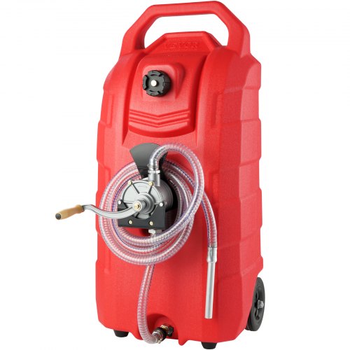 16 Gallon Fuel Caddy, 7,8 L/min, bärbar gastankbehållare med handpump gummihjul, bränsleöverföringslagringstank för bensin Dieselmaskin Oljeklippare Traktorbåt Motorcykel |  EU