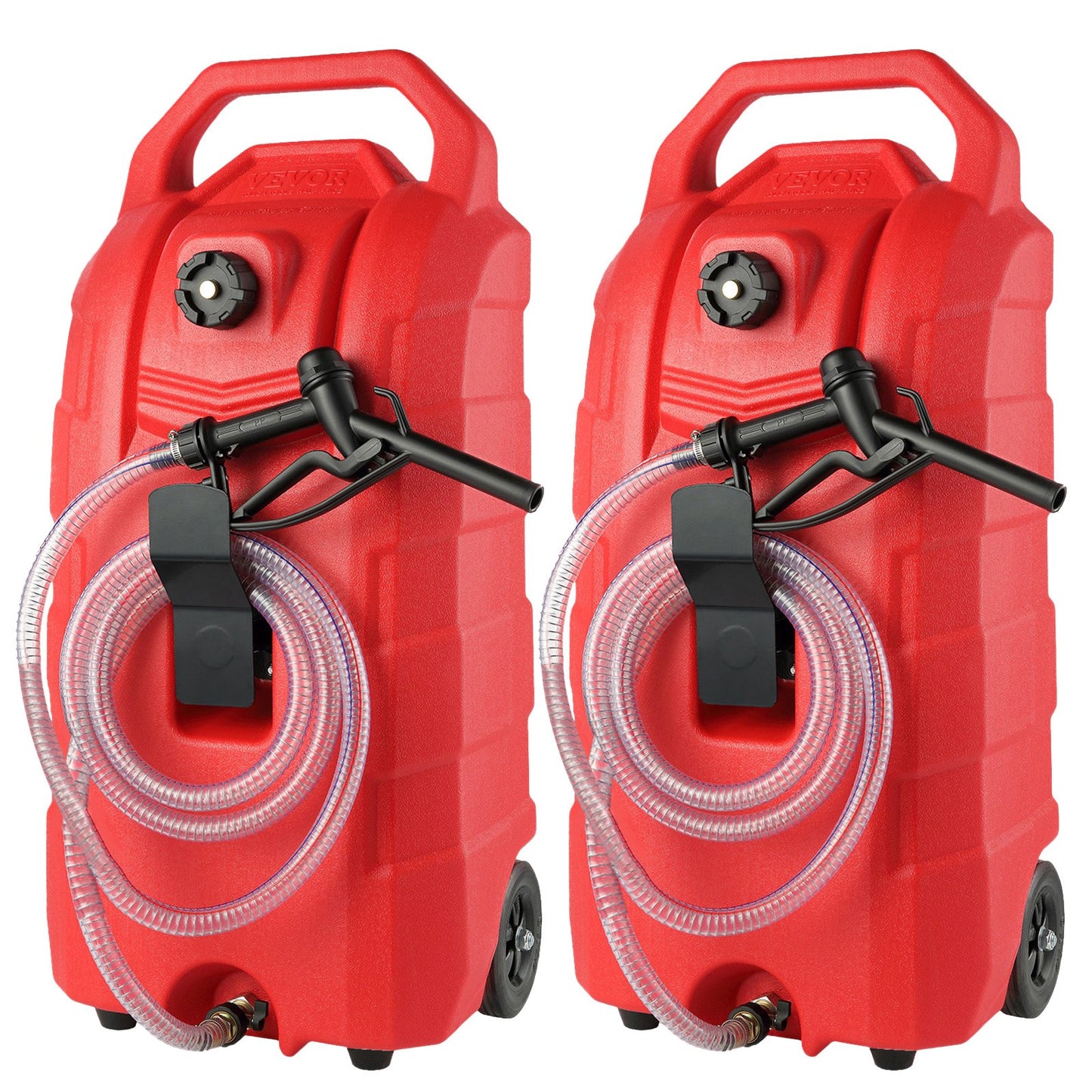 16 Gallon Fuel Caddy, 7,8 L/min, bärbar gastankbehållare med handpump gummihjul, bränsleöverföringslagringstank för bensin Dieselmaskin Oljeklippare Traktorbåt Motorcykel