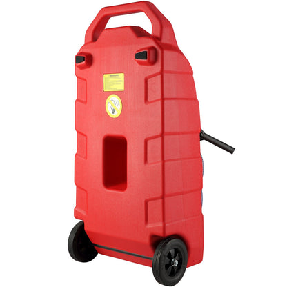 16 Gallon Fuel Caddy, 7,8 L/min, bärbar gastankbehållare med handpump gummihjul, bränsleöverföringslagringstank för bensin Dieselmaskin Oljeklippare Traktorbåt Motorcykel