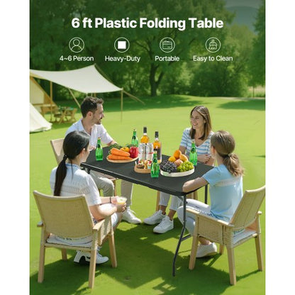 180cm Plastic Folding Picnic Table Portable Handle Indoor Outdoor