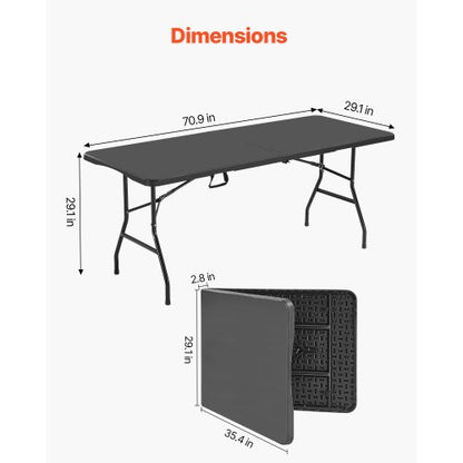 180cm Plastic Folding Picnic Table Portable Handle Indoor Outdoor
