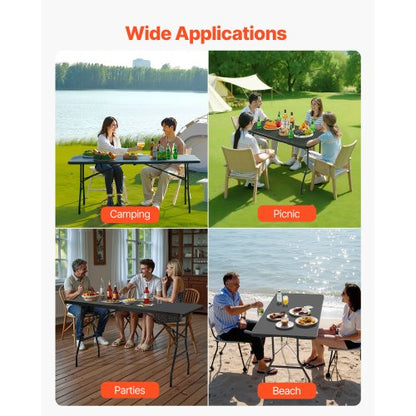 180cm Plastic Folding Picnic Table Portable Handle Indoor Outdoor