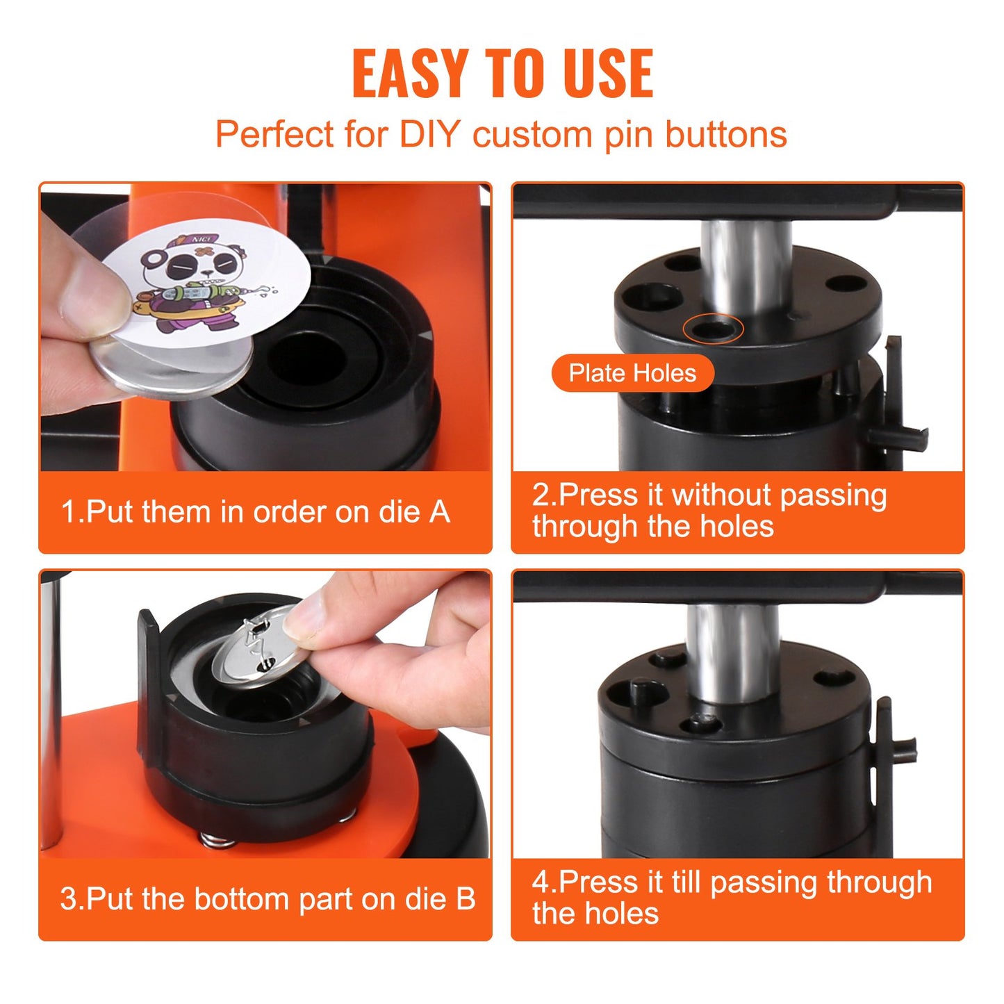 Button Maker Machine, 1,25 tum/32 mm Pin Maker, Installationsfri Badge Punch Press Kit, Barn DIY Gifts Button Making Supplies med 500 st knappdelar, Circle Cutter, Magic Book