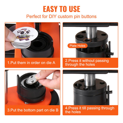 Button Maker Machine, 1,25 tum/32 mm Pin Maker, Installationsfri Badge Punch Press Kit, Barn DIY Gifts Button Making Supplies med 500 st knappdelar, Circle Cutter, Magic Book