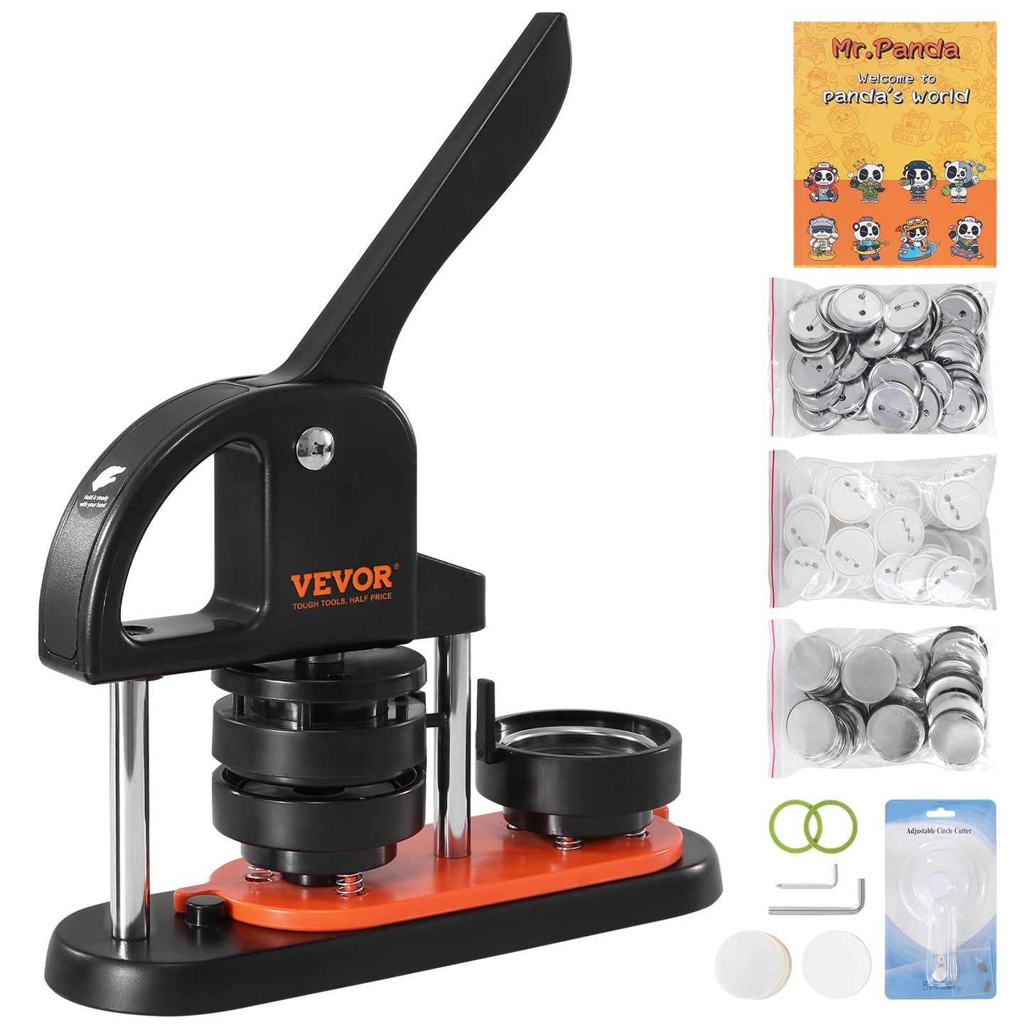 Button Maker Machine, 2,28 tum/58 mm Pin Maker, Installationsfri Badge Punch Press Kit, Barn DIY Gifts Button Making Supplies med 100 st knappdelar, Circle Cutter, Magic Book
