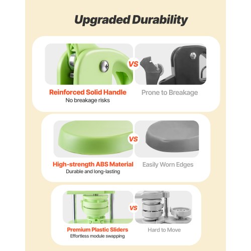 Knappmaskin, 75 mm, Plastnålstillverkare med 100 st knappdelar, Cirkelskärare och Magisk Bok, Förstärkt Ergonomiskt Handtag, För DIY-Brickor, Personliga Nålar och Nyckelringar, Grön |  EU