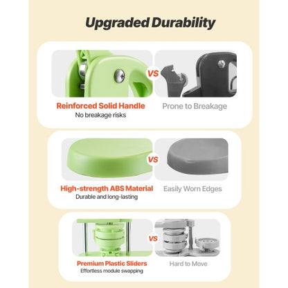 Knappmaskin, 75 mm, Plastnålstillverkare med 100 st knappdelar, Cirkelskärare och Magisk Bok, Förstärkt Ergonomiskt Handtag, För DIY-Brickor, Personliga Nålar och Nyckelringar, Grön |  EU