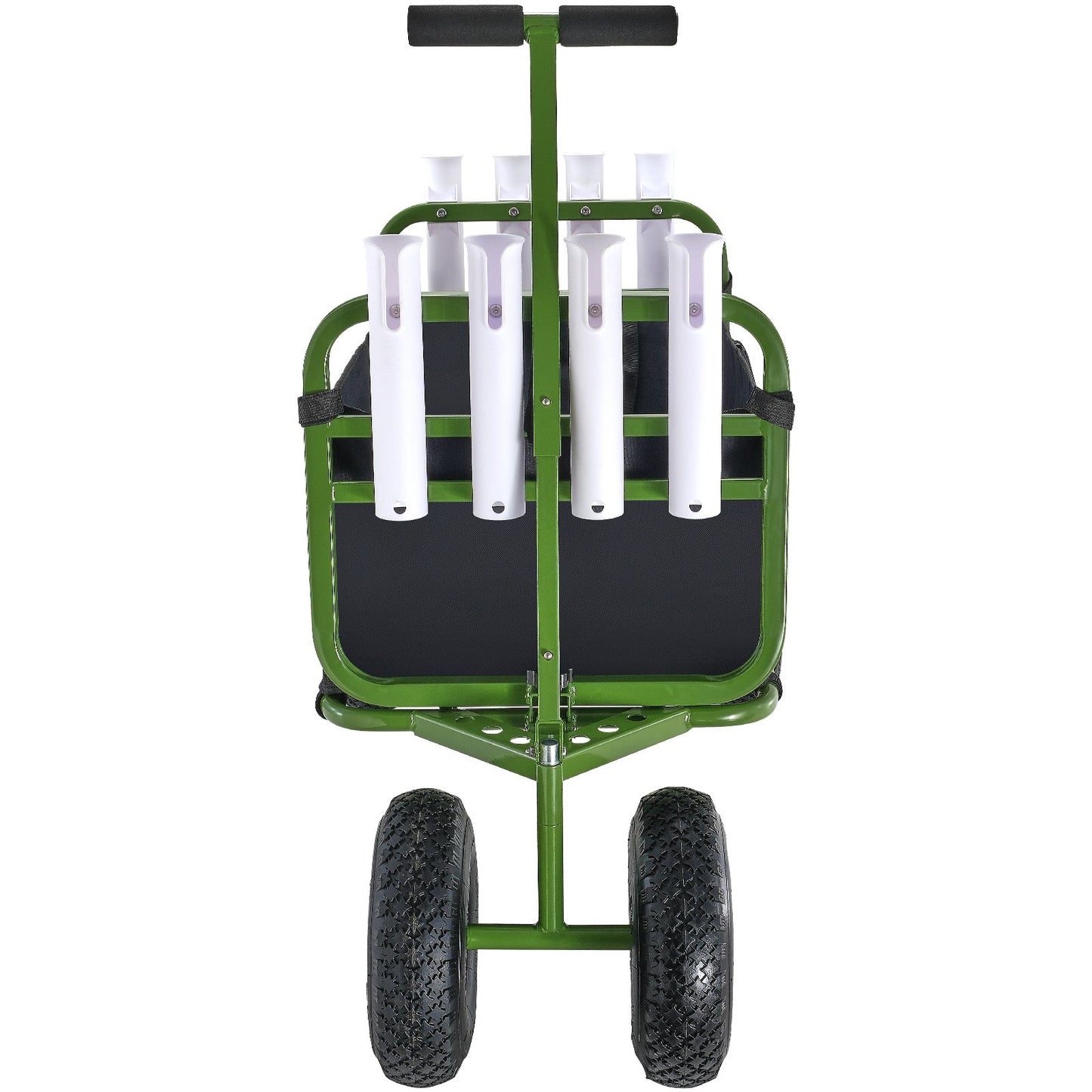 Beach Fishing Cart, 300 lbs lastkapacitet, hopfällbar fisk- och marinvagn med fyra 11" stora hjul gummiballongdäck för sand, tunga stålpirvagnsvagnar med 8 spöhållare för picknick