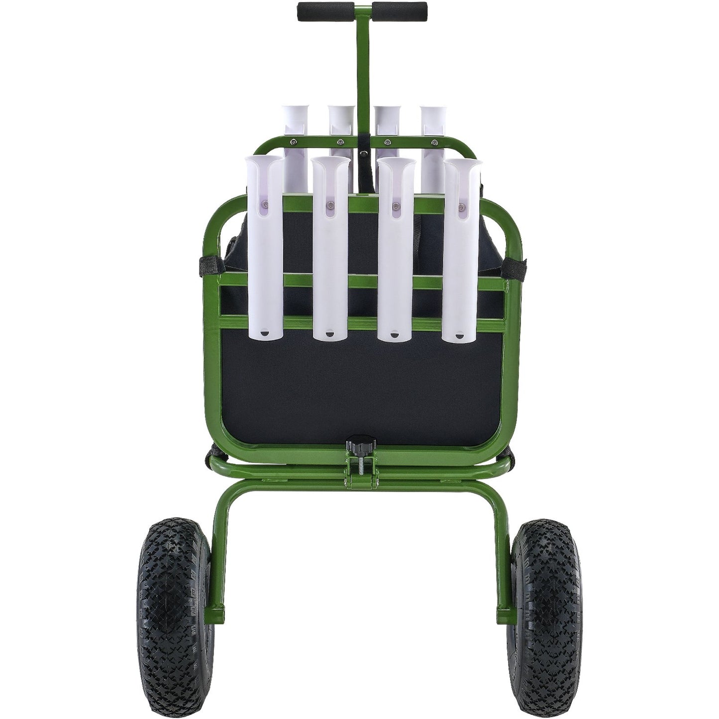 Beach Fishing Cart, 300 lbs lastkapacitet, hopfällbar fisk- och marinvagn med fyra 11" stora hjul gummiballongdäck för sand, tunga stålpirvagnsvagnar med 8 spöhållare för picknick
