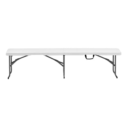 Fällbänk Plast Bärbar Utomhus Picknick Trädgård 183 cm Bänk Vit