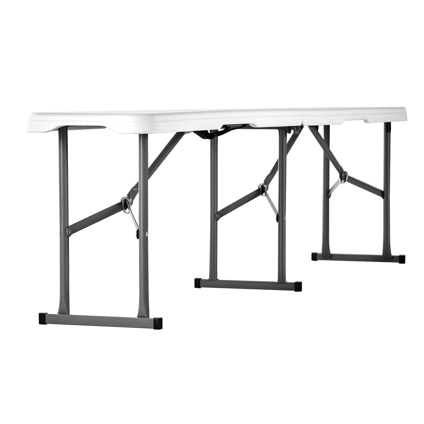 Fällbänk Plast Bärbar Utomhus Picknick Trädgård 183 cm Bänk Vit