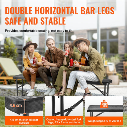 6FT hopfällbar plastbänk Bärbar utomhusbänk för picknickcampingträdgård
