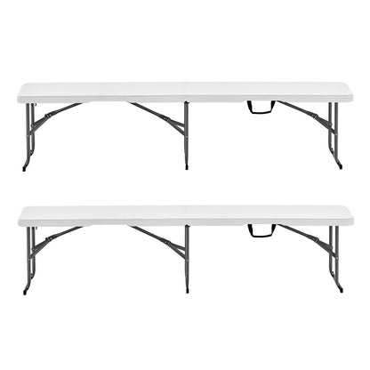 6FT Plastfällbar bänk Bärbar utomhusbänk för picknickcamping 2 st