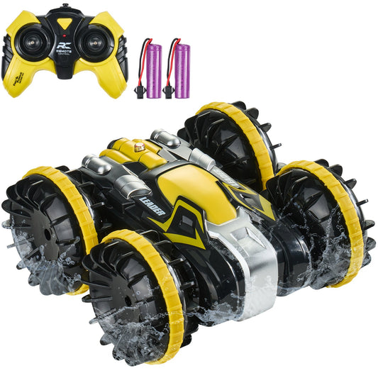 Amphibious Fjärrkontroll Bilbåt 2,4 GHz 4WD RC Båt Barn Vuxna Gul