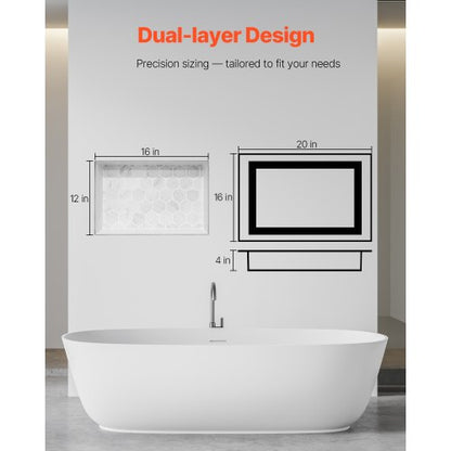 Duschnisch 40,6 x 50,8 x 10,2 cm Infälld väggavdelare Hylla Badrum |  EU
