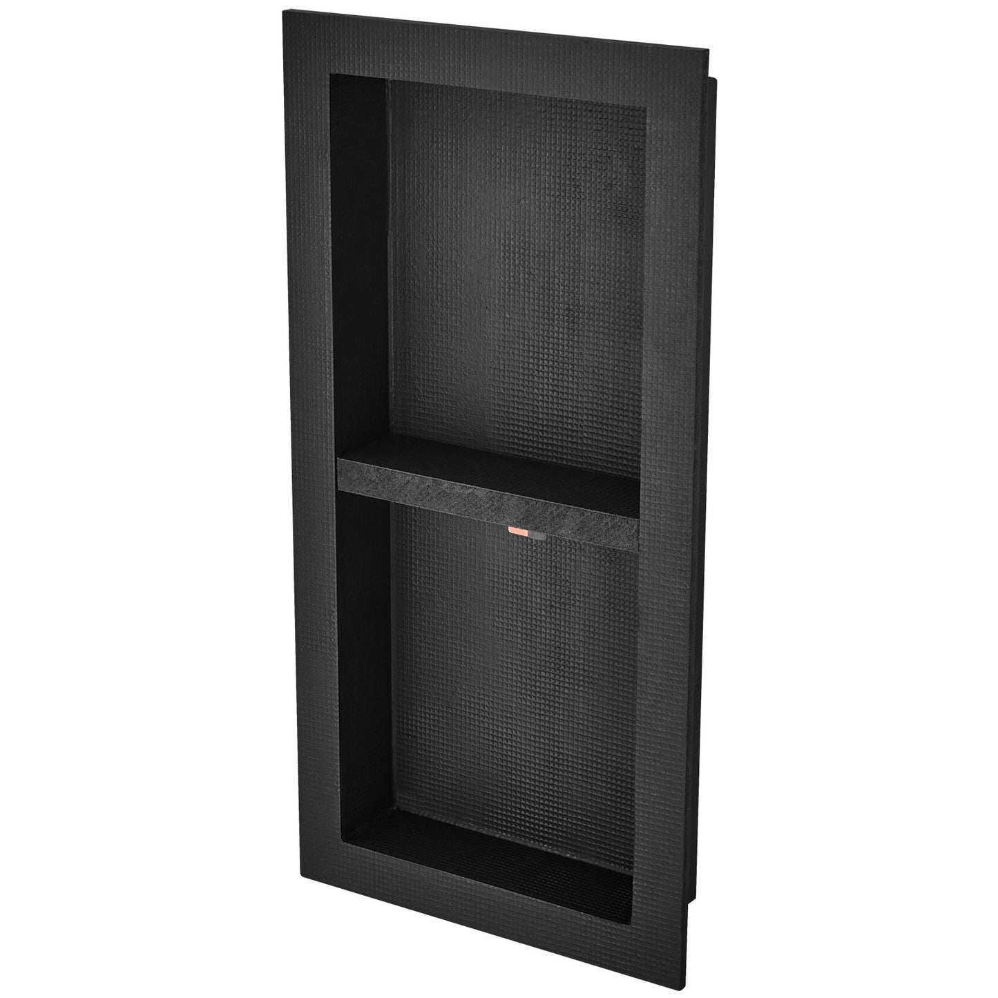 Shower Niche Tile Ready 40.64 x 81.28 cm, Double Shelf, Square Corners Wall-Mounted Niche Recessed, Sealed Cover Modern Soap Storage Niche for Shower Bathroom, Black