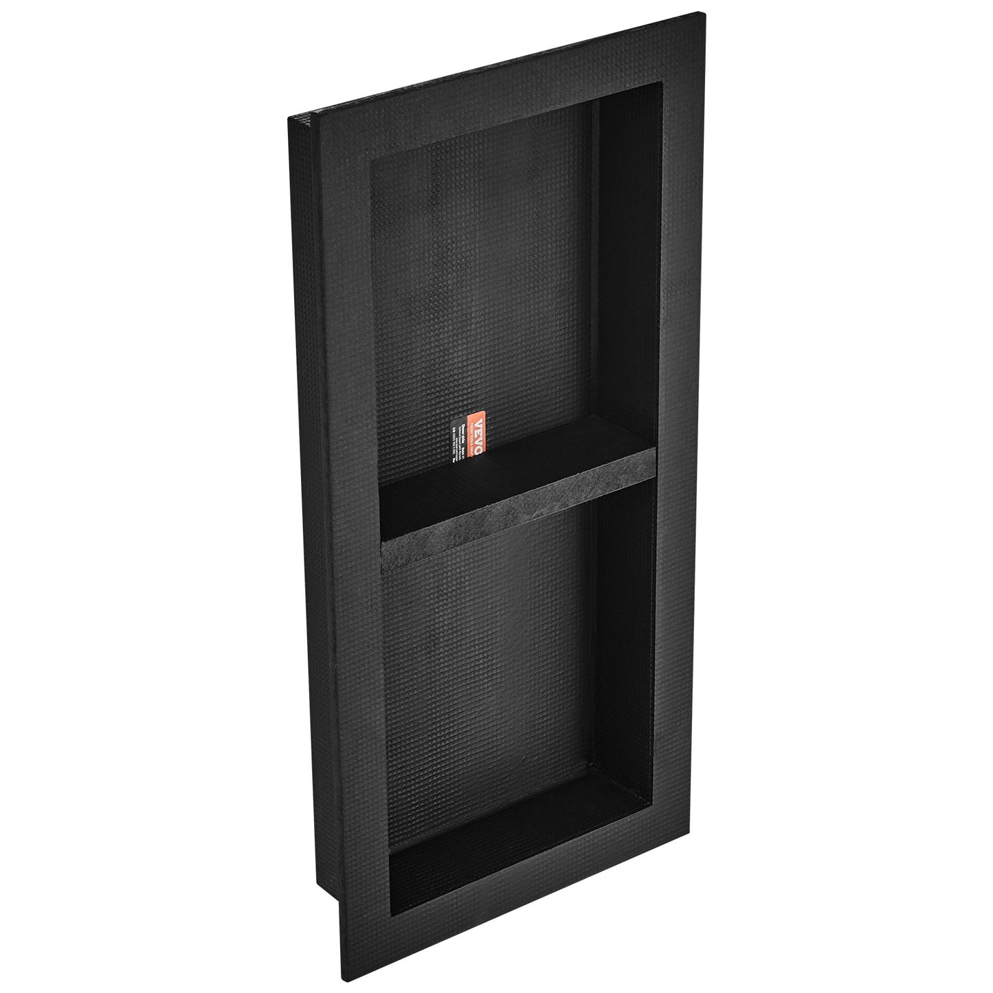 Shower Niche Tile Ready 40.64 x 81.28 cm, Double Shelf, Square Corners Wall-Mounted Niche Recessed, Sealed Cover Modern Soap Storage Niche for Shower Bathroom, Black