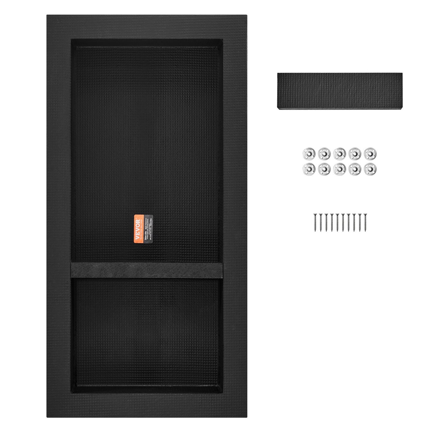 Shower Niche Tile Ready 40.64 x 81.28 cm, Double Shelf, Square Corners Wall-Mounted Niche Recessed, Sealed Cover Modern Soap Storage Niche for Shower Bathroom, Black