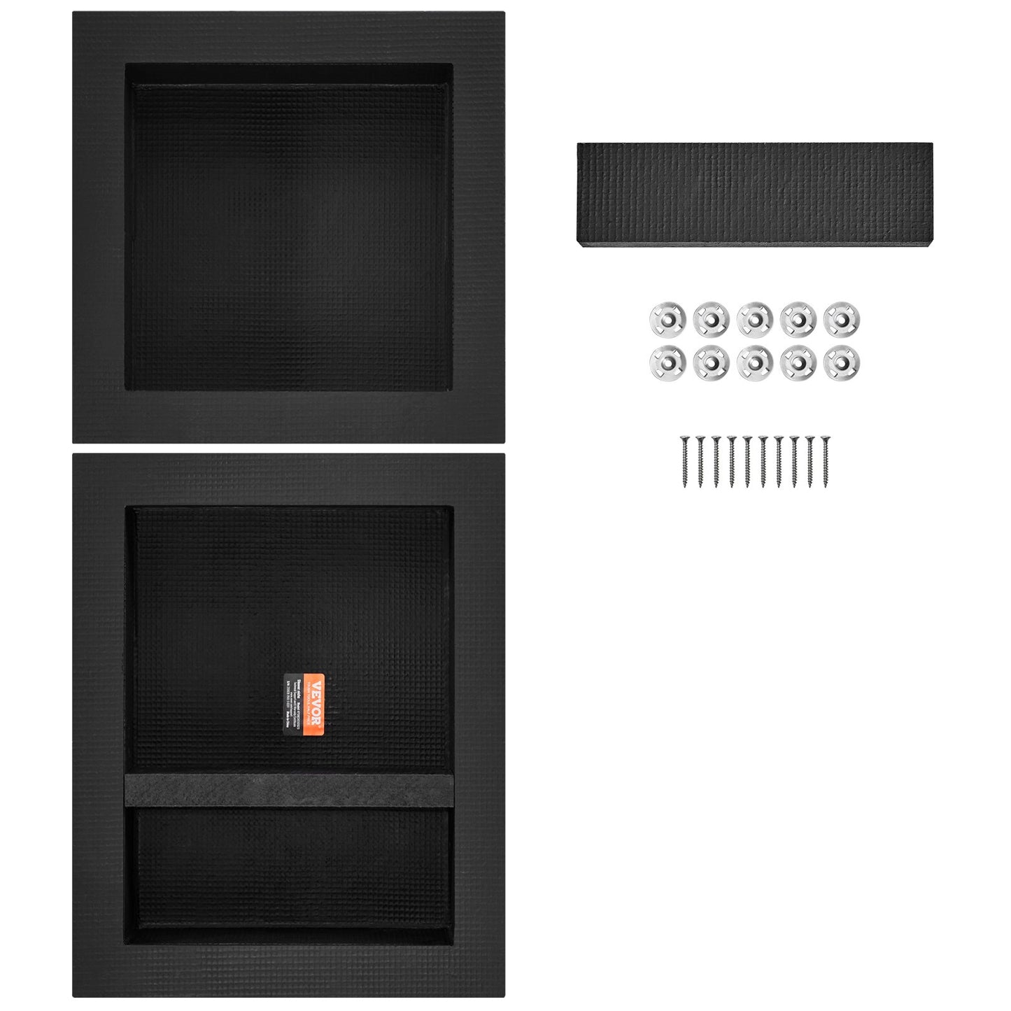 Duschnisch Klar för kakel 40,64x40,64cm & 40,64x50,8cm, Trippelhylla, Fyrkantiga hörn Vägginsatt nisch Infälld, förseglat skydd Modern tvålförvaringsnisch för duschbadrum, svart