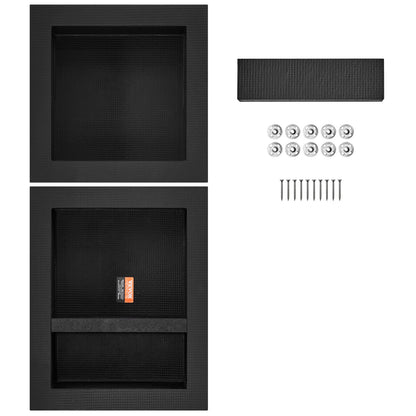 Duschnisch Klar för kakel 40,64x40,64cm & 40,64x50,8cm, Trippelhylla, Fyrkantiga hörn Vägginsatt nisch Infälld, förseglat skydd Modern tvålförvaringsnisch för duschbadrum, svart