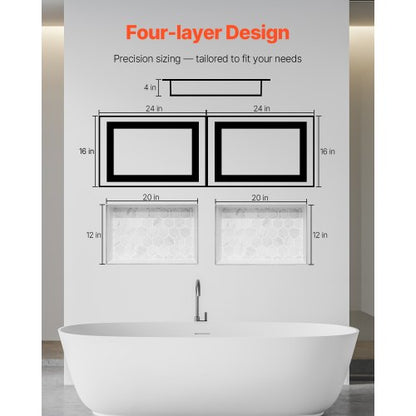 Duschnisch 40,6 x 61+40,6 x 61 cm Infälld väggorganisatör Badrum |  EU