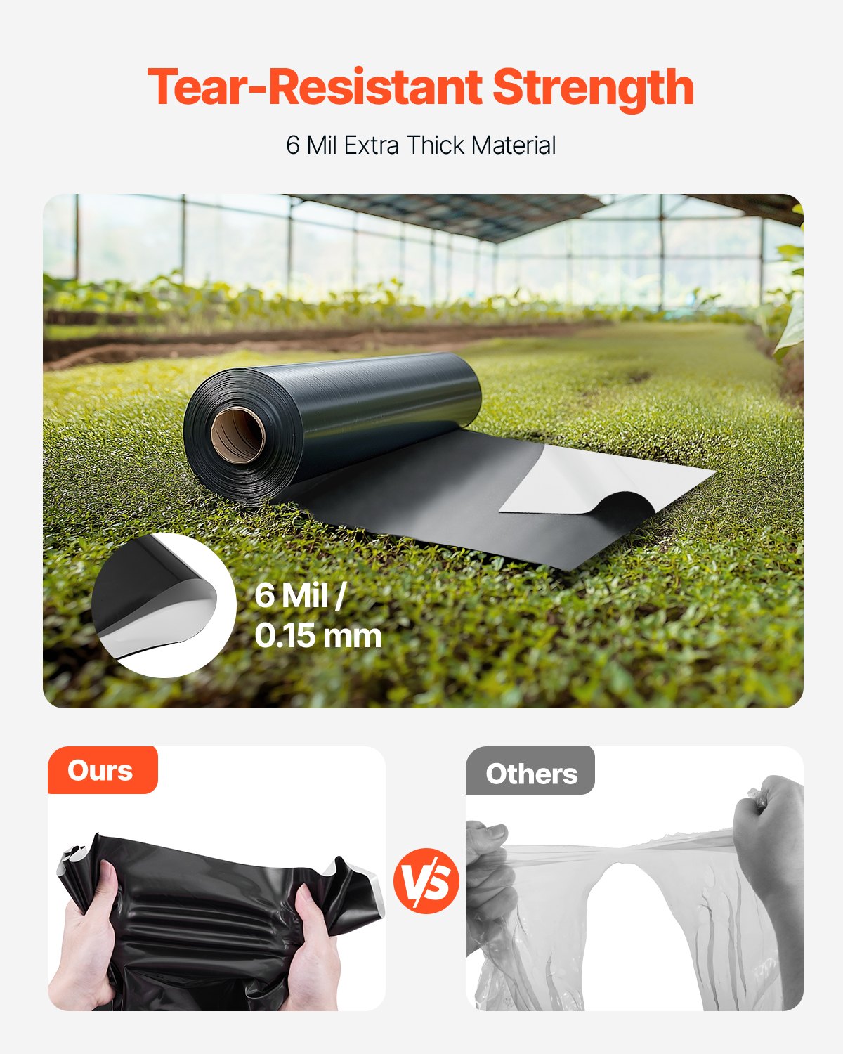 6Mil Plastic Film Roll 10 x 100 FT Heavy Duty Film Black &amp; White