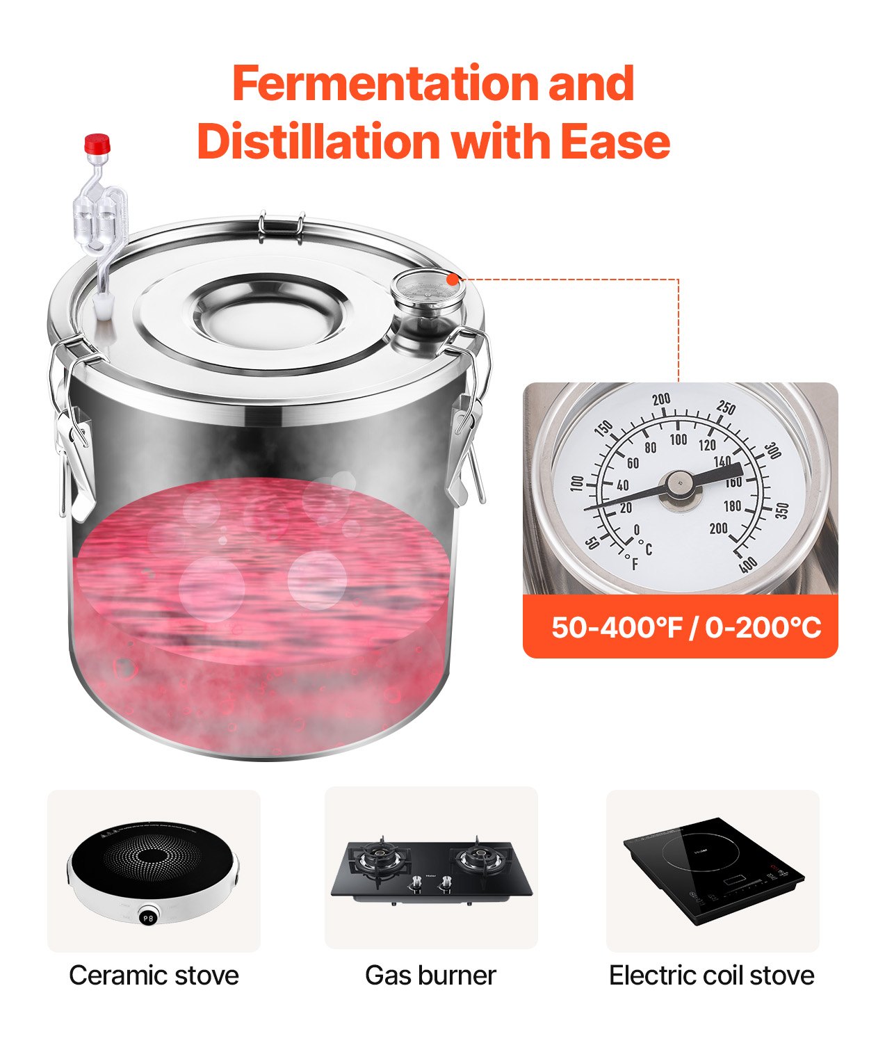 Moonshine Still Water Alcohol Distiller 13.2Gal w/ Thumper Keg &amp; Water Pump