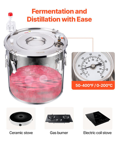 Moonshine Still Water Alcohol Distiller 8Gal w/Thumper Keg &amp; 8W Water Pump