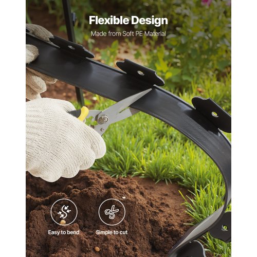 Landskapskant, 600 x 5 cm plastträdgårdskant med 120 spikar, grävfri, flexibel gräskant i rulle, UV-resistent mini-staketkanter gångkanter för blomsterrabatter marksten |  EU