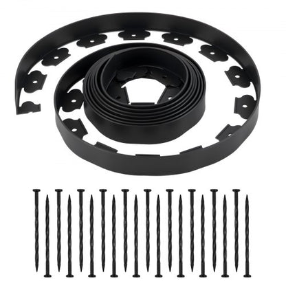 Landskapskant, 600 x 5 cm plastträdgårdskant med 120 spikar, grävfri, flexibel gräskant i rulle, UV-resistent mini-staketkanter gångkanter för blomsterrabatter marksten |  EU