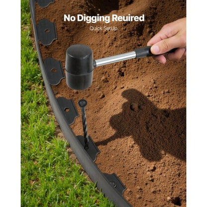 Landskapskant, 1000 x 10 cm plastträdgårdskant med 30 spikar och 2 markpinnar, grävfri, flexibel gräskantrulle, UV-resistent mini-staketkant för rabatter, marksten |  EU