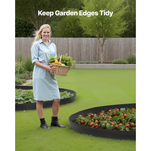 Landskapskant, 2000 x 10 cm plastträdgårdskant med 30 spikar och 2 markpinnar, grävfri, flexibel gräskantrulle, UV-resistent mini-staketkant för rabatter, marksten |  EU