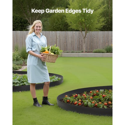 Landskapskant, 2000 x 10 cm plastträdgårdskant med 30 spikar och 2 markpinnar, grävfri, flexibel gräskantrulle, UV-resistent mini-staketkant för rabatter, marksten |  EU