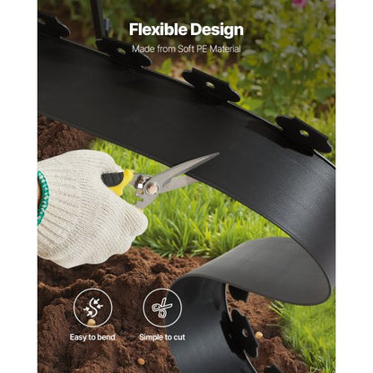 Landskapskant, 2000 x 10 cm plastträdgårdskant med 30 spikar och 2 markpinnar, grävfri, flexibel gräskantrulle, UV-resistent mini-staketkant för rabatter, marksten |  EU