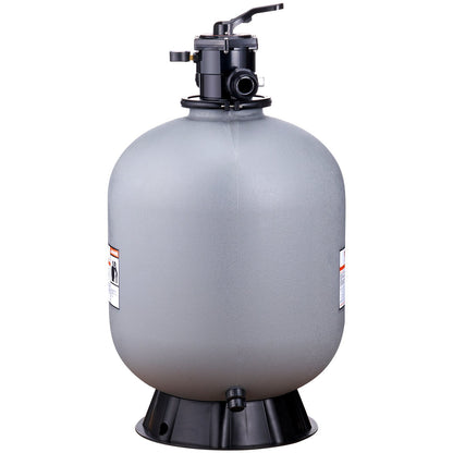 Sandfilter, 24 Zoll, bis zu 65 GPM Durchflussrate, oberirdisches Schwimmbecken-Sandfiltersystem mit 7-Wege-Mehrwegeventil, Filter-, Rückspül-, Spül-, Umwälz-, Abfall-, Winter- und geschlossene Funktionen