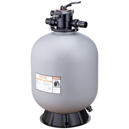 Sandfilter, 24 Zoll, bis zu 65 GPM Durchflussrate, oberirdisches Schwimmbecken-Sandfiltersystem mit 7-Wege-Mehrwegeventil, Filter-, Rückspül-, Spül-, Umwälz-, Abfall-, Winter- und geschlossene Funktionen
