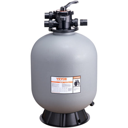 Sandfilter, 24 Zoll, bis zu 65 GPM Durchflussrate, oberirdisches Schwimmbecken-Sandfiltersystem mit 7-Wege-Mehrwegeventil, Filter-, Rückspül-, Spül-, Umwälz-, Abfall-, Winter- und geschlossene Funktionen