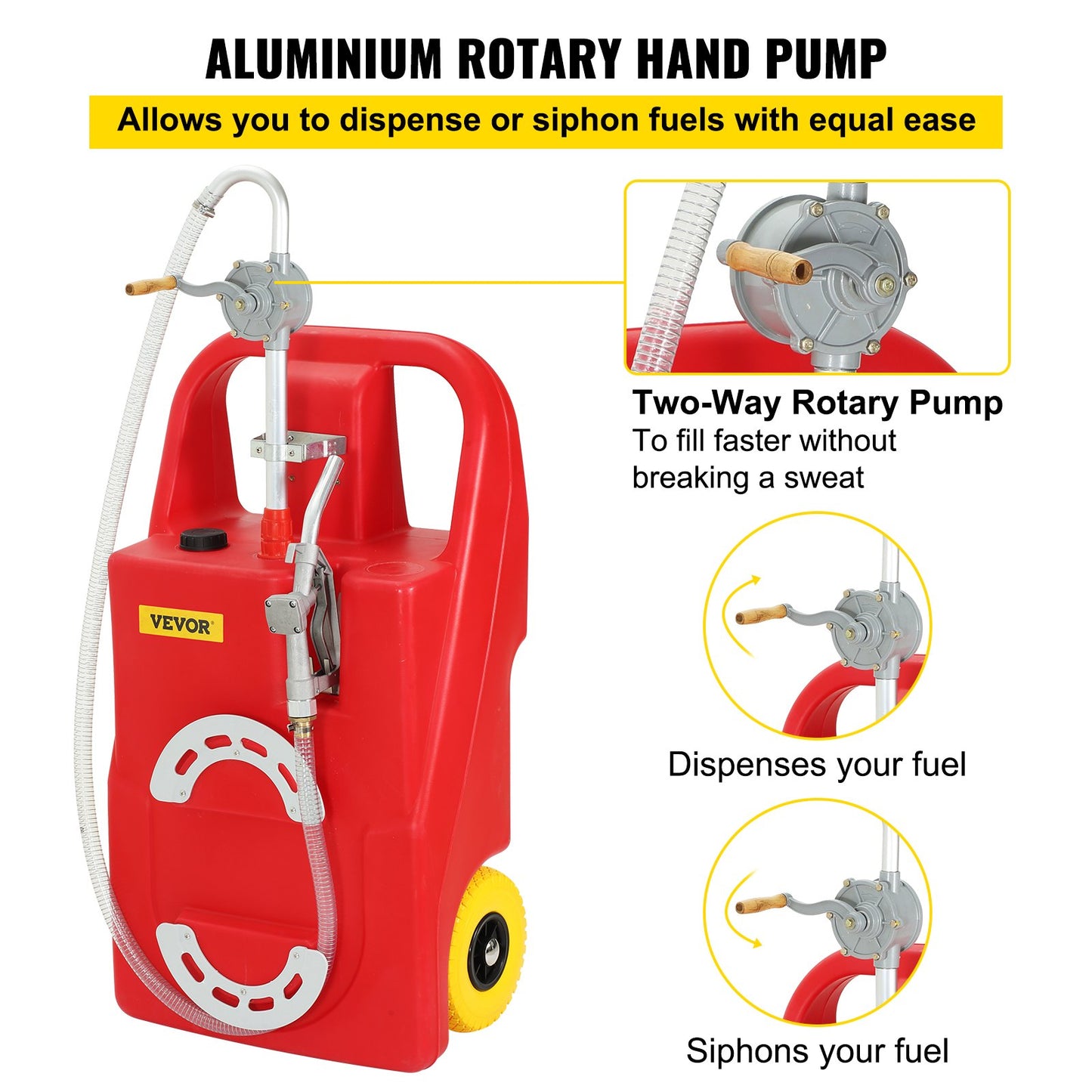 Fuel Caddy, 32 gallon, bärbar bränsletank på hjul, med manuell överföringspump, bensindieselbränslebehållare för bilar, gräsklippare, terränghjulingar, båtar, mer, röd