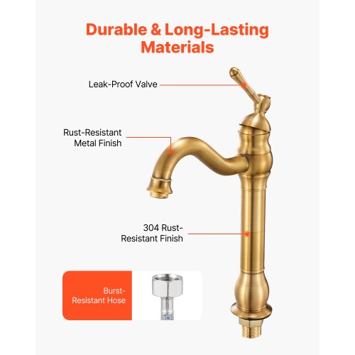 Enkelgreppsblandare för handfat, köksblandare i massiv mässing med enkelgrepp, köksblandare med 1 eller 3 hål och tryckknappsavlopp, lämplig för badrum, husbil, bar, offentlig toalett, design med anti-backflow |  EU