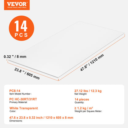 14-pack polycarbonate greenhouse panels 2' X 4' X 0.32'' roof sheet