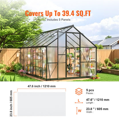 5-pack polykarbonat växthuspaneler 2' X 4' X 0,32'' takplåtar