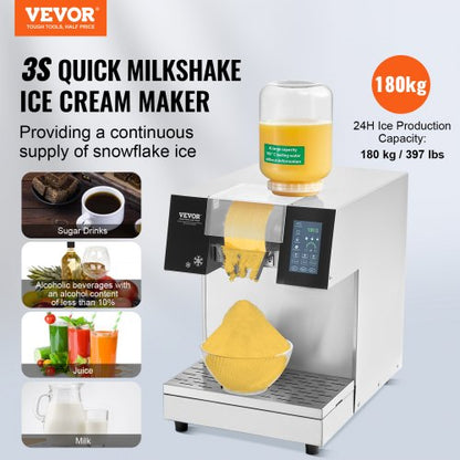 commercial snowflake ice cream machine 397LBS/24H stainless steel for ice cream | EU
