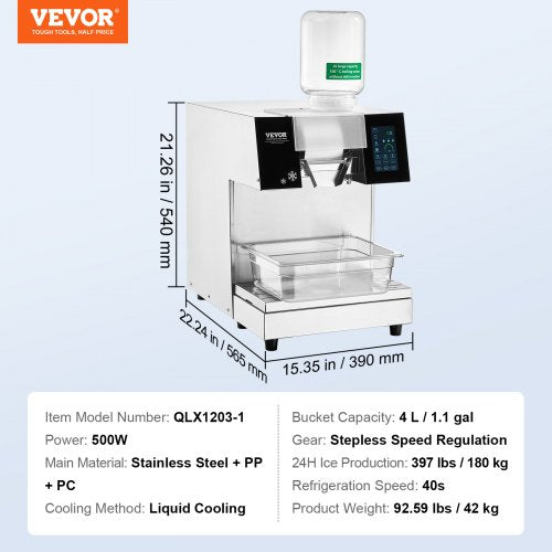 commercial snowflake ice cream machine 397LBS/24H stainless steel for ice cream | EU