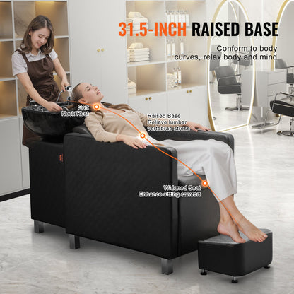 Shampoo Backwash Chair Salon & Spa Hårtvättstation med brett fotstöd