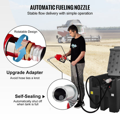 Portable Diesel Tank, 116 Gallon Capacity &amp; 10 GPM Flow Rate, Diesel Fuel Tank with 12V Electric Transfer Pump and 13.1 Feet Rubber Hose, PE Diesel Transfer Tank for Easy Fuel Transport, Black