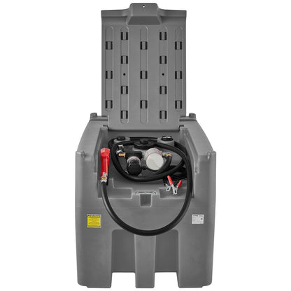 Portable Diesel Tank, 116 Gallon Capacity &amp; 10 GPM Flow Rate, Diesel Fuel Tank with 12V Electric Transfer Pump and 13.1 Feet Rubber Hose, PE Diesel Transfer Tank for Easy Fuel Transport, Gray